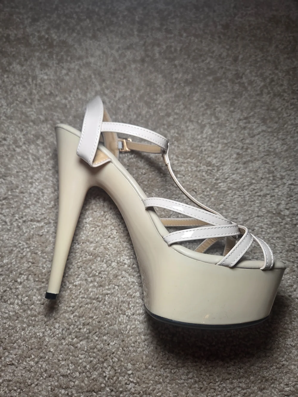 Strappy Platform High Heel Sandals - Nude
